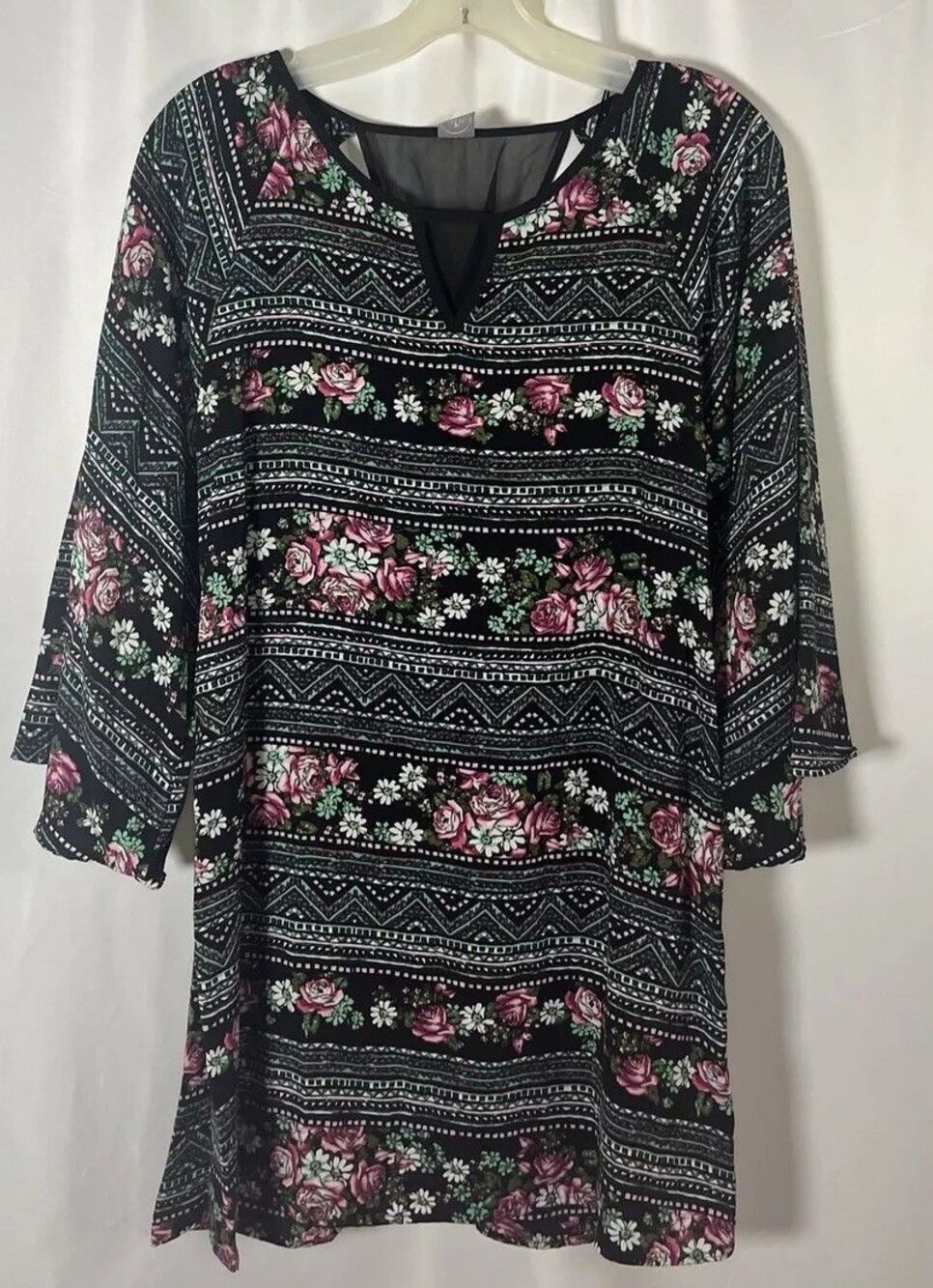 Vintage Paper Crane Women’s Bohemian Floral Mini Shift Dress Size S Romantic